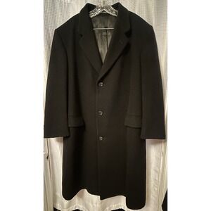 Hammersley Wool Cashmere Blend Coat Men's 48 R Black Lined Made in England VTG